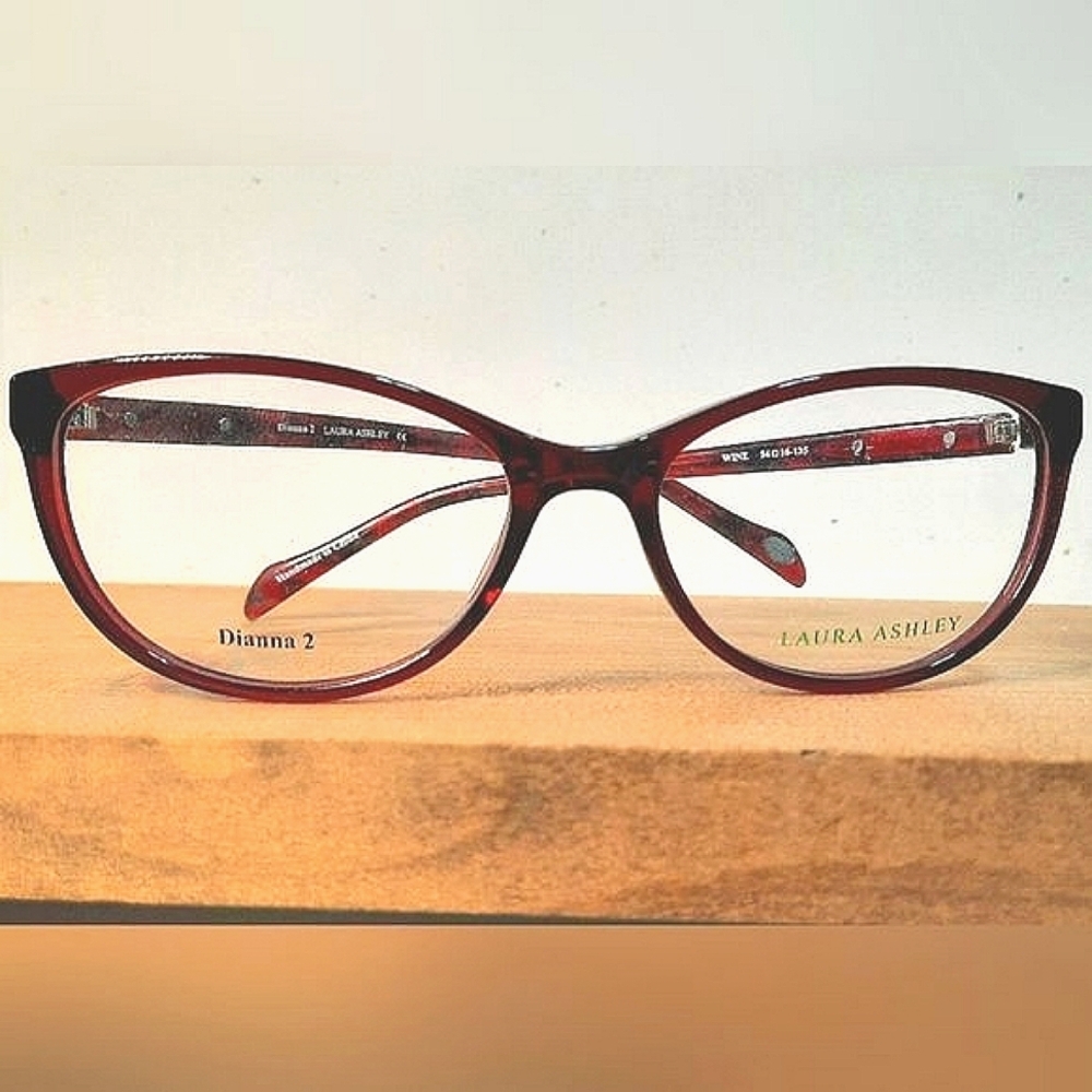 NEW Rx'able Eyeglass Frame, burgundy/wine full rim, cat eye glasses 54-16-135